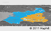 Political Panoramic Map of Oulu, darken, desaturated