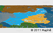 Political Panoramic Map of Oulu, darken