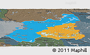 Political Panoramic Map of Oulu, darken, semi-desaturated