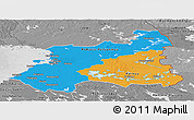 Political Panoramic Map of Oulu, desaturated