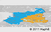 Political Panoramic Map of Oulu, lighten, desaturated