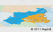 Political Panoramic Map of Oulu, lighten