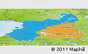 Political Panoramic Map of Oulu, physical outside