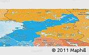 Political Panoramic Map of Oulu, political shades outside