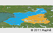 Political Panoramic Map of Oulu, satellite outside