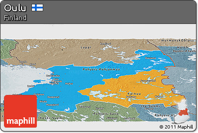 Political Panoramic Map of Oulu, semi-desaturated
