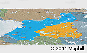 Political Panoramic Map of Oulu, semi-desaturated