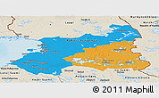 Political Panoramic Map of Oulu, shaded relief outside