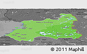 Political Shades Panoramic Map of Oulu, darken, desaturated