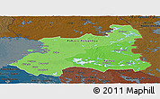 Political Shades Panoramic Map of Oulu, darken