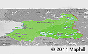 Political Shades Panoramic Map of Oulu, desaturated