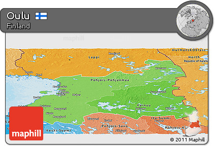 Political Shades Panoramic Map of Oulu