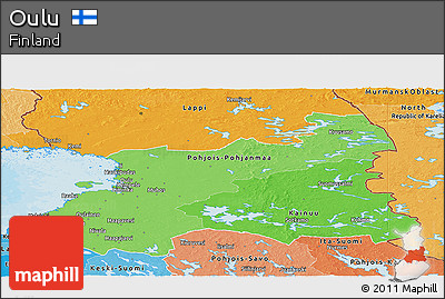 Political Shades Panoramic Map of Oulu