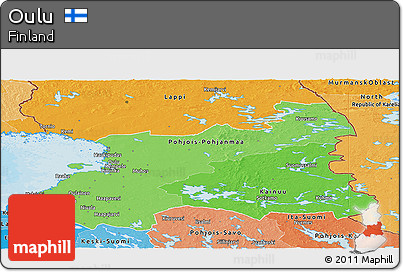 Political Shades Panoramic Map of Oulu