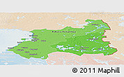 Political Shades Panoramic Map of Oulu, lighten