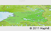 Political Shades Panoramic Map of Oulu, physical outside