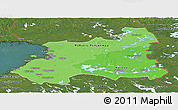 Political Shades Panoramic Map of Oulu, satellite outside