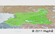 Political Shades Panoramic Map of Oulu, semi-desaturated
