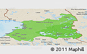 Political Shades Panoramic Map of Oulu, shaded relief outside