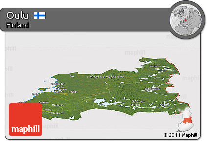 Satellite Panoramic Map of Oulu, cropped outside