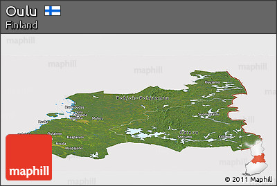 Satellite Panoramic Map of Oulu, cropped outside