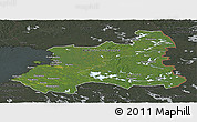 Satellite Panoramic Map of Oulu, darken, semi-desaturated