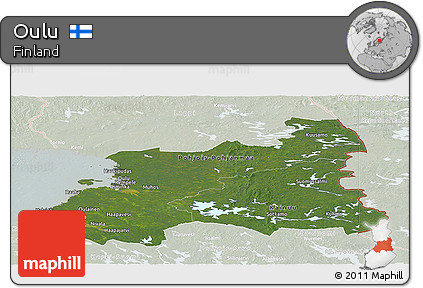 Satellite Panoramic Map of Oulu, lighten