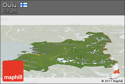 Satellite Panoramic Map of Oulu, lighten