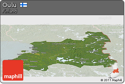Satellite Panoramic Map of Oulu, lighten