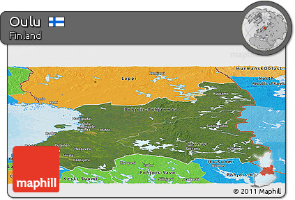 Satellite Panoramic Map of Oulu, political outside