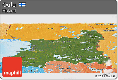 Satellite Panoramic Map of Oulu, political shades outside