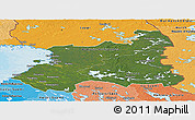 Satellite Panoramic Map of Oulu, political shades outside