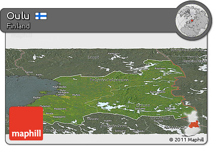 Satellite Panoramic Map of Oulu, semi-desaturated
