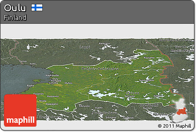 Satellite Panoramic Map of Oulu, semi-desaturated