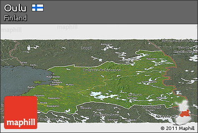 Satellite Panoramic Map of Oulu, semi-desaturated