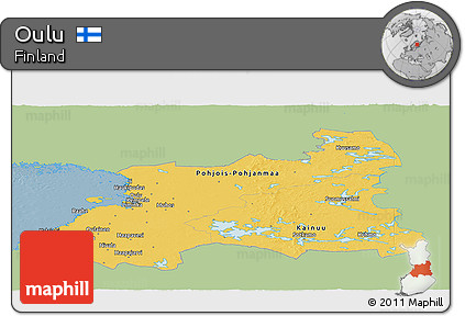 Savanna Style Panoramic Map of Oulu, single color outside