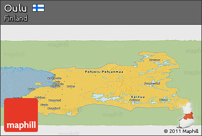 Savanna Style Panoramic Map of Oulu, single color outside