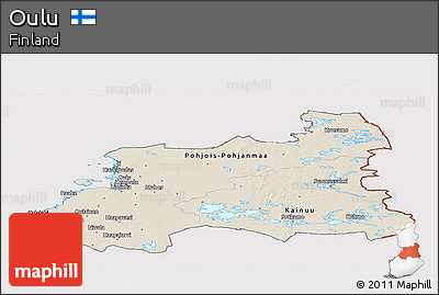 Shaded Relief Panoramic Map of Oulu, cropped outside