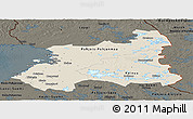 Shaded Relief Panoramic Map of Oulu, darken
