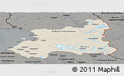 Shaded Relief Panoramic Map of Oulu, darken, semi-desaturated
