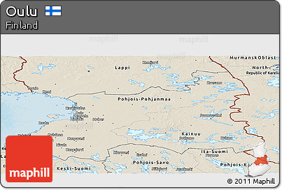 Shaded Relief Panoramic Map of Oulu