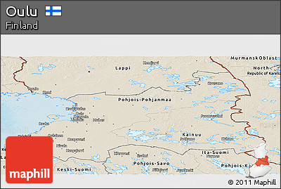 Shaded Relief Panoramic Map of Oulu