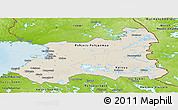 Shaded Relief Panoramic Map of Oulu, physical outside