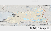 Shaded Relief Panoramic Map of Oulu, semi-desaturated