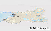 Shaded Relief Panoramic Map of Oulu, single color outside