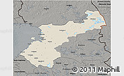 Shaded Relief 3D Map of Pohjois-Pohjanmaa, darken, semi-desaturated