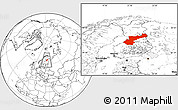 Blank Location Map of Pohjois-Pohjanmaa, within the entire country