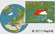 Satellite Location Map of Pohjois-Pohjanmaa, highlighted parent region