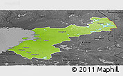 Physical Panoramic Map of Pohjois-Pohjanmaa, darken, desaturated