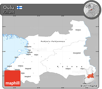 Gray Simple Map of Oulu, single color outside